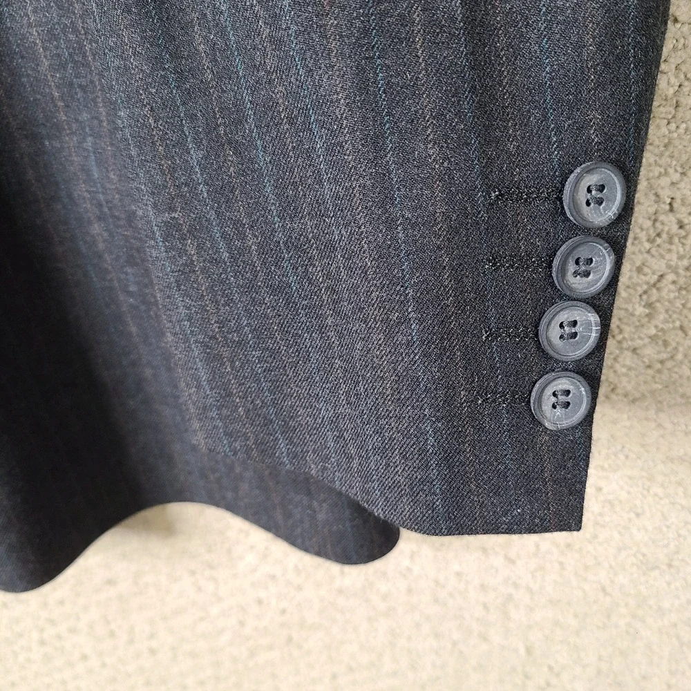 Vintage Stonehaven Jacket Mens 40R Gray Striped Blazer Double Breasted Wool USA